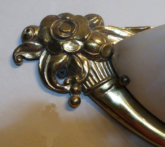 Pair French Art Deco Alabaster and Bronze Sconces - Style of Sue et Mare